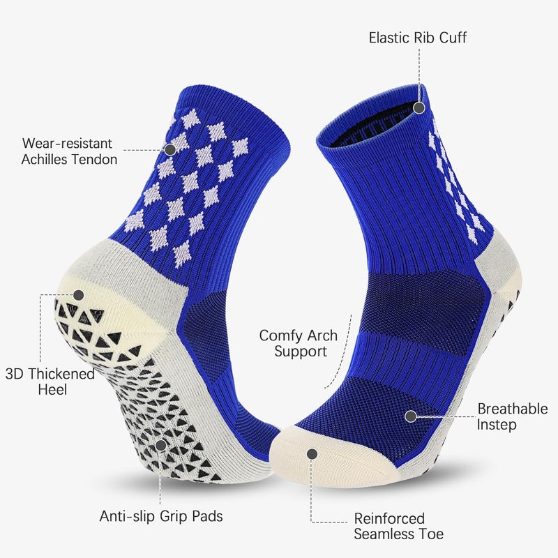 Regilt 3/6 Pairs Grip Soccer Socks Men Women Non-slip Sports Socks for Basketball Football Athletic - Image 4